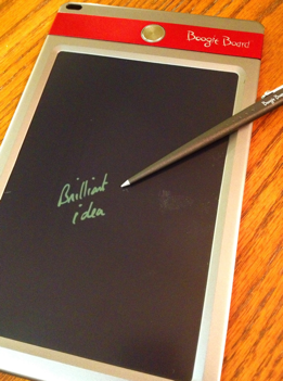 Image of a low tech writing tablet (Boogie Board)